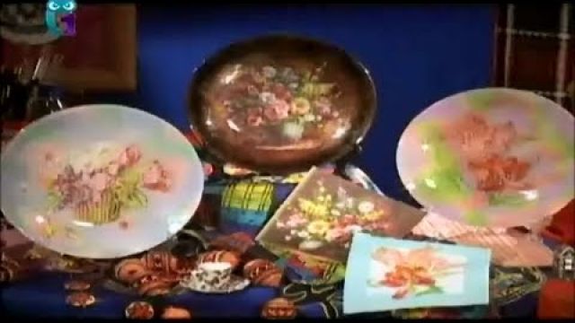 Обратный декупаж тарелки в технике "дымка"